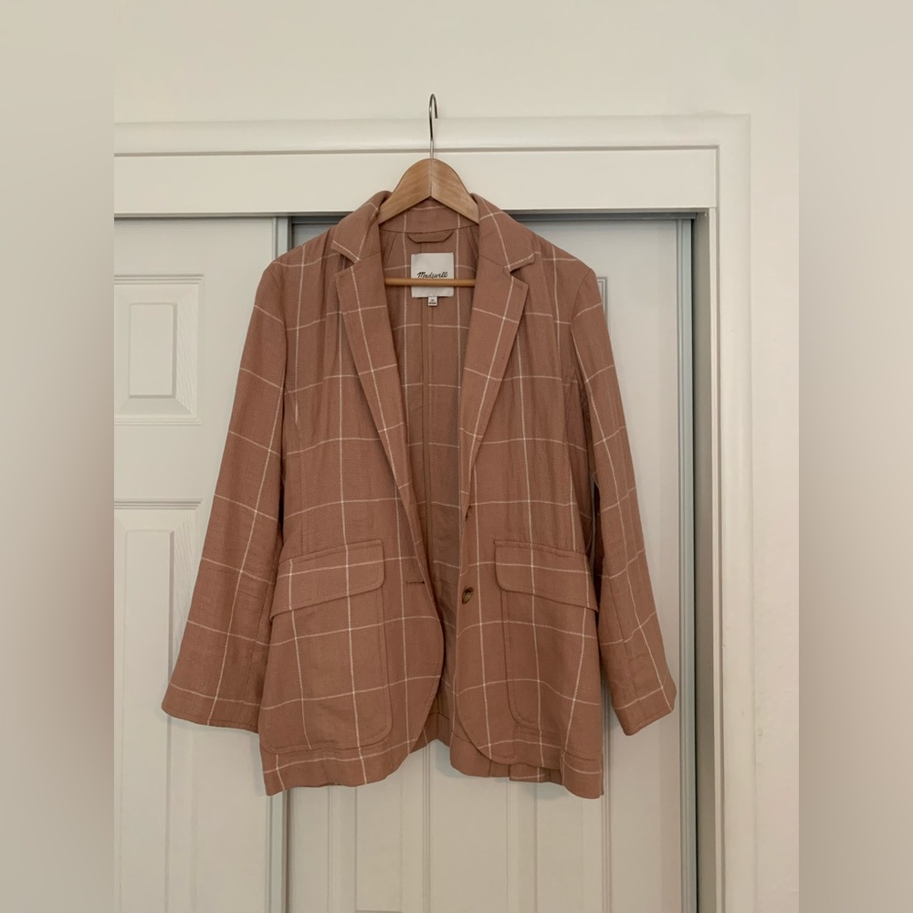 Madewell breezewoven larsen blazer in windowpane size XS